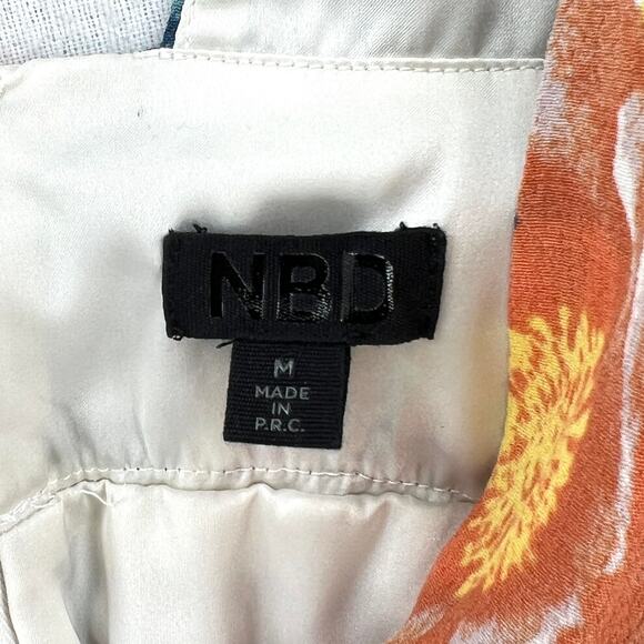 NBD Lightning Floral Print Skater Dress Women Medium White Multi Plunging V-neck - Picture 14 of 16